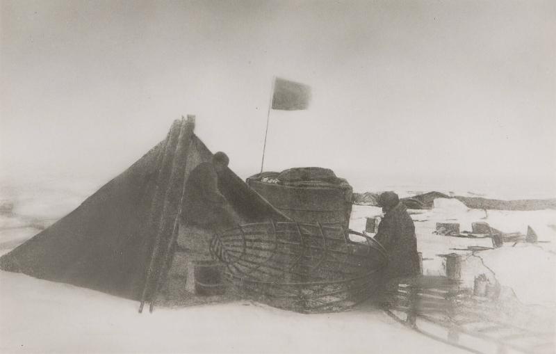 Den 15-19/7 1897. På landningsplatsen. Arbete på montering av båtens stomme. Ur serien Ingenjör Andrées luftfärd