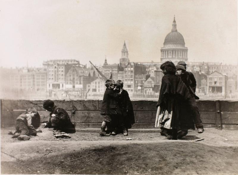 Children of the Poor of "Bankside". They use the small landing stage as a playground