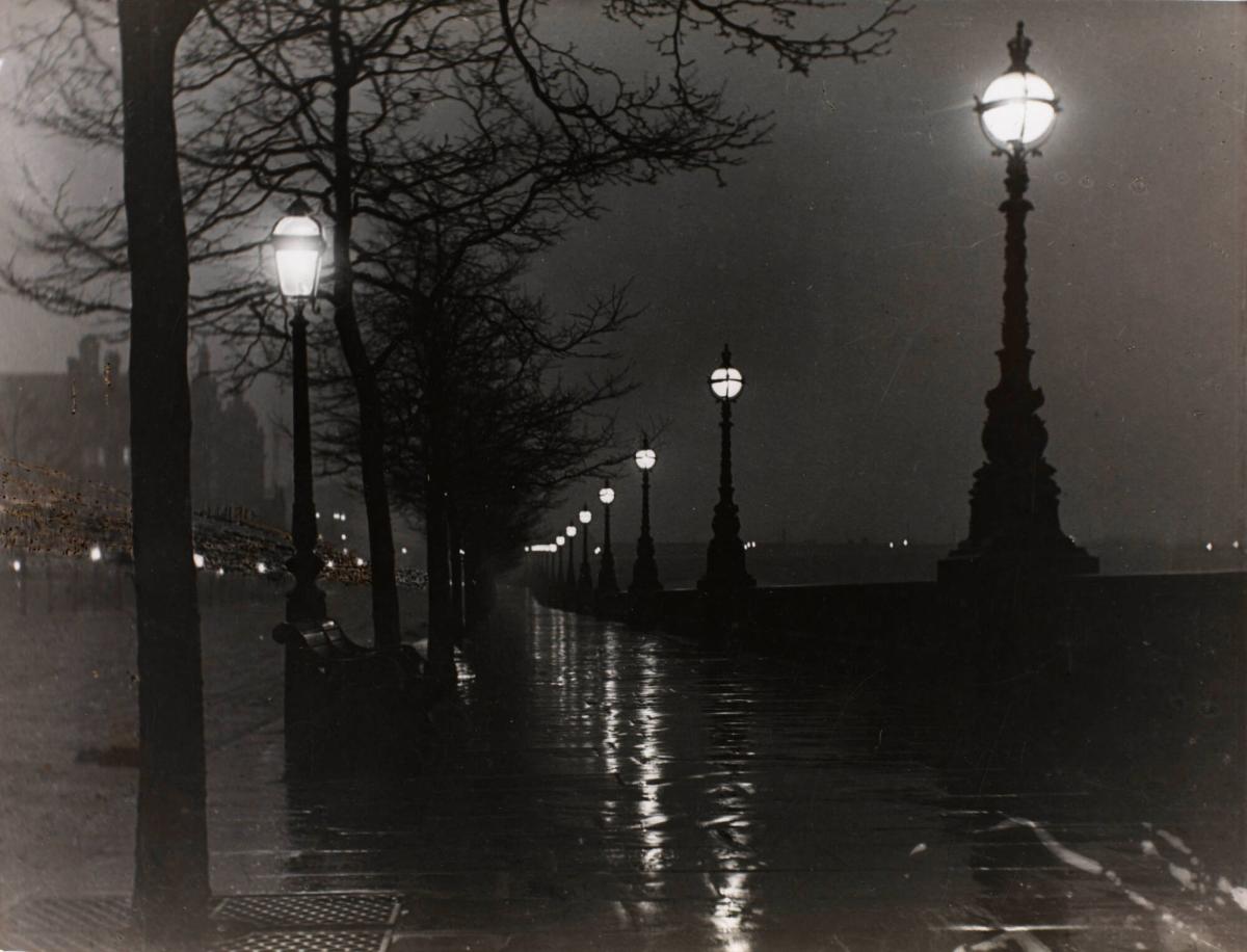 The Thames Embarkment on a Wet Night