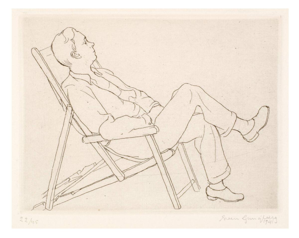 Vila, ung man sittande i vilstol