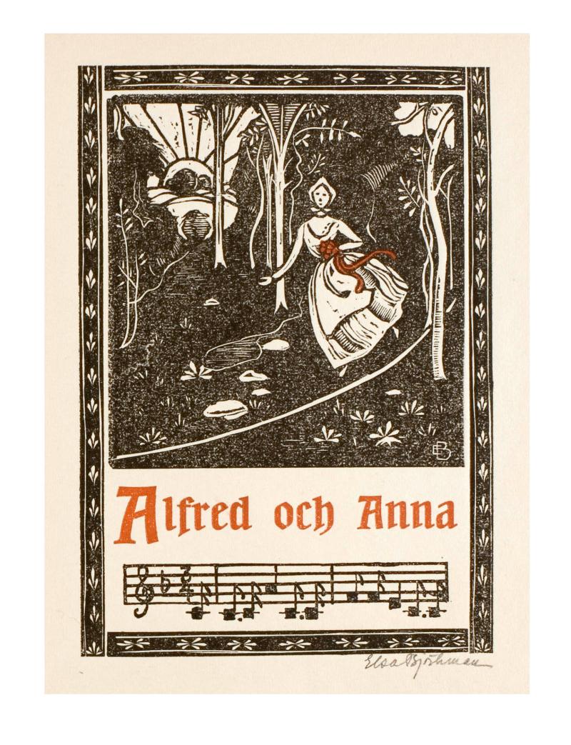 Illustration  till skillingtrycksvisan Alfred och Anna