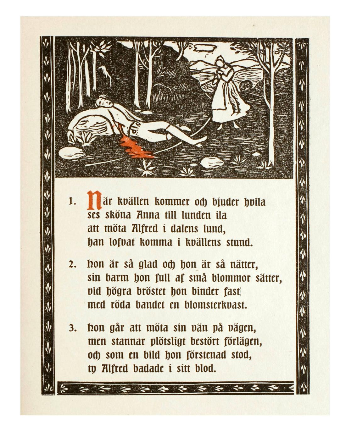 Illustration till skillingtrycksvisan Alfred och Anna