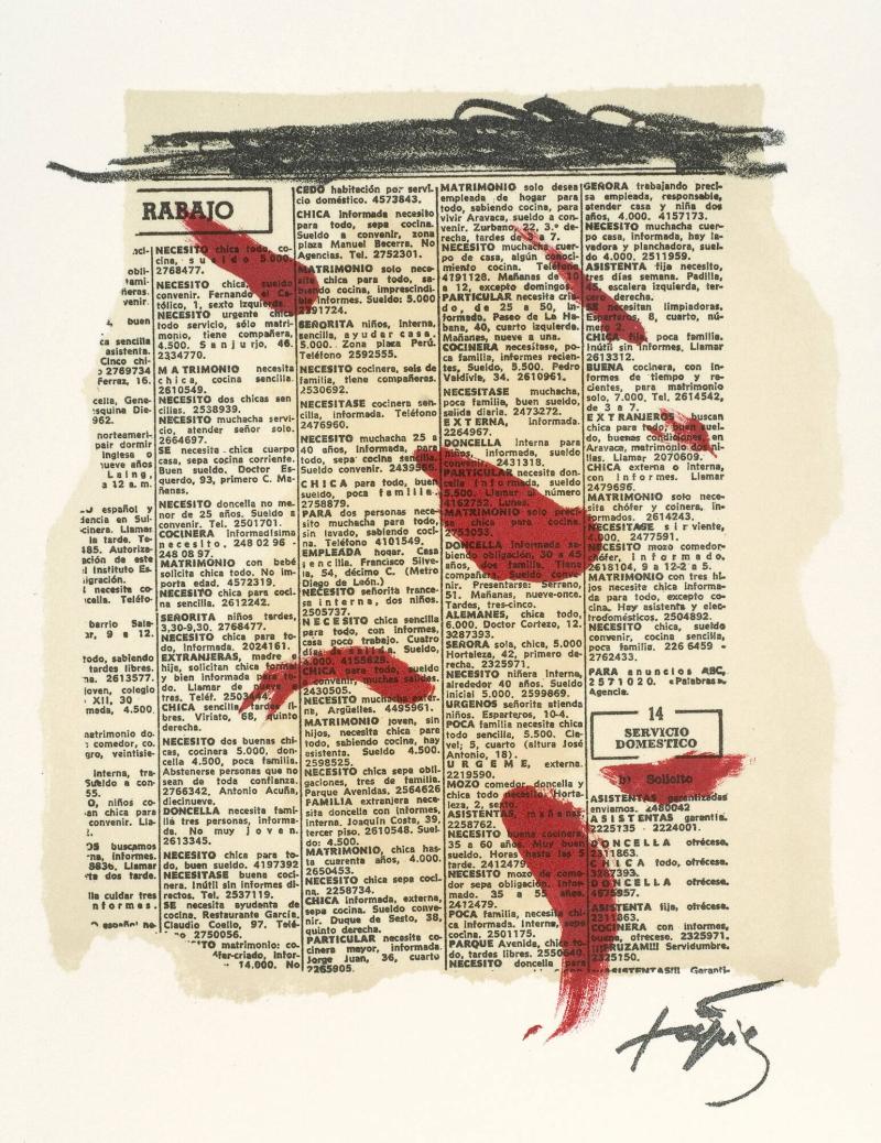 rouge sur papier journal