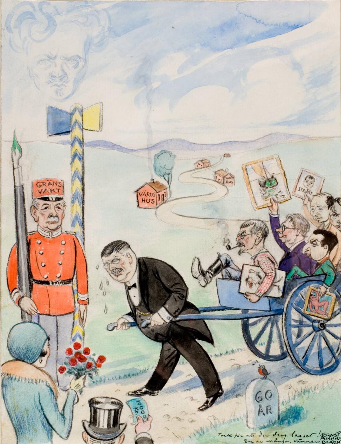 Skämtbild med karikatyrer