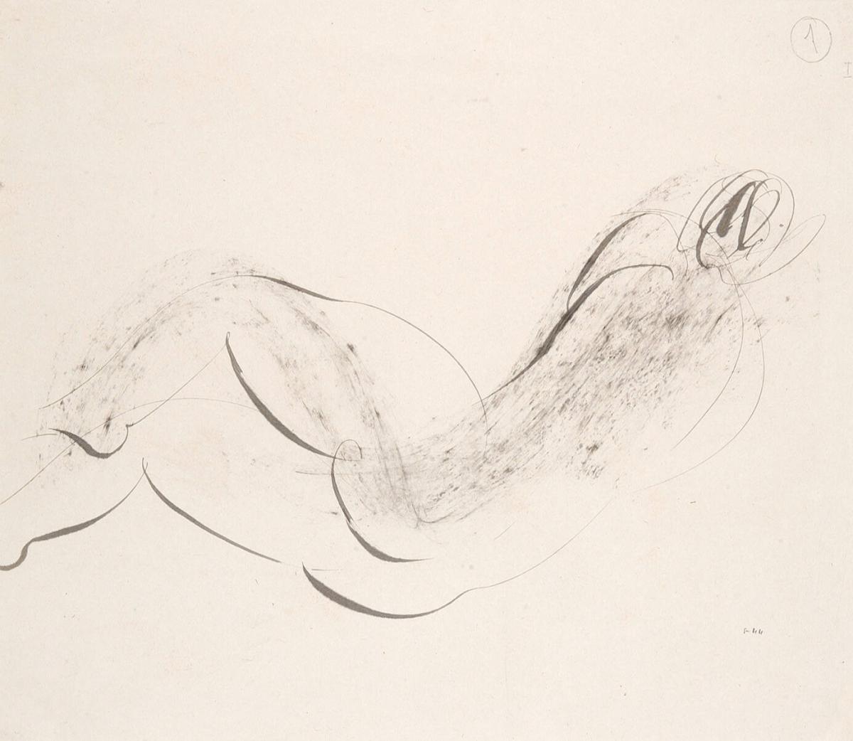 Illustration till 'L'Animée': Naken kvinna I