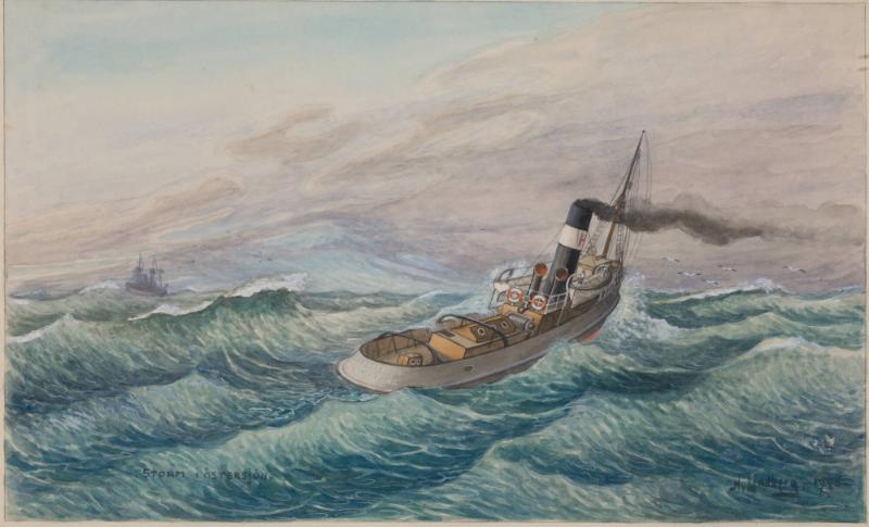 S/S Holmen III i storm utanför Utklippan