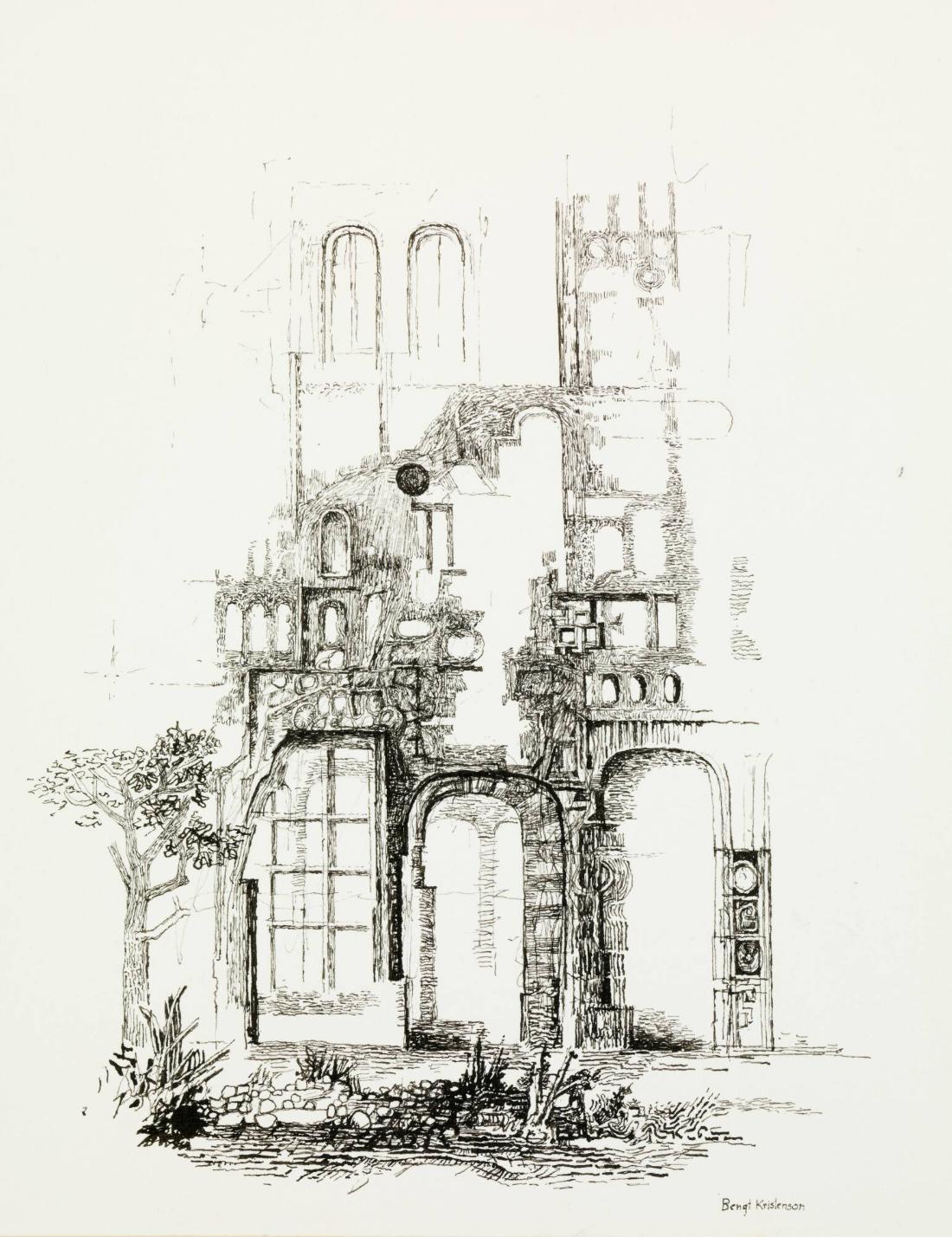 Kyrkobyggnad. Fasadfragment