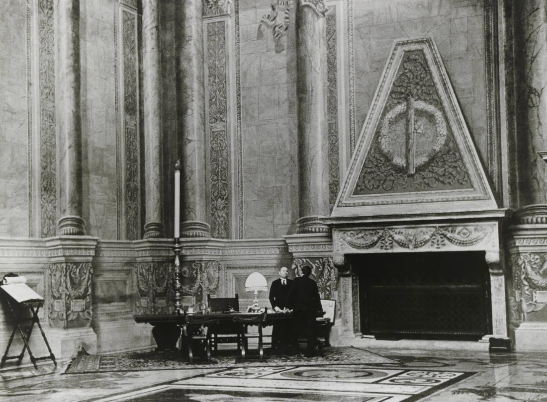 Benito Mussolini in his Office in the Palazzo Venezia, Rome