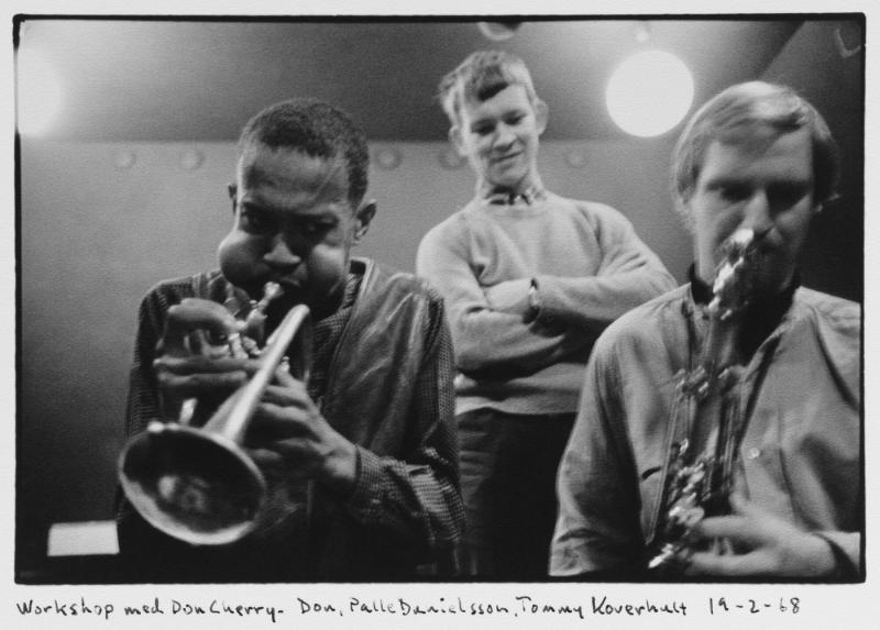 Workshop med Don Cherry. Don, Palle Danielsson, Tommy Koverhult (19 - 2 - 68)