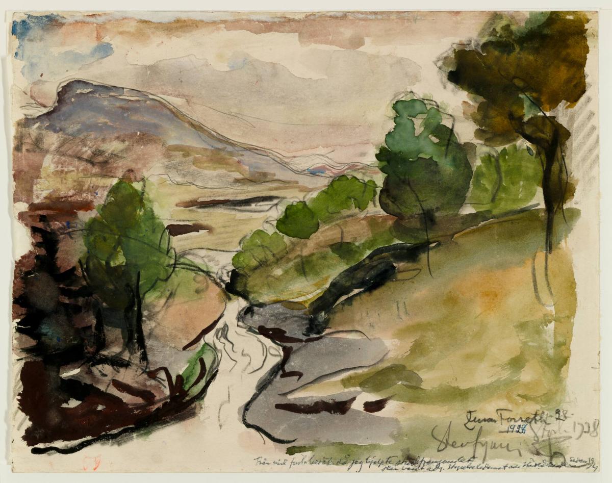 Grekiskt landskap med flod