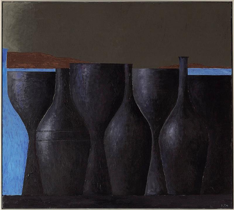 Svart, blått och cyprisk umbra