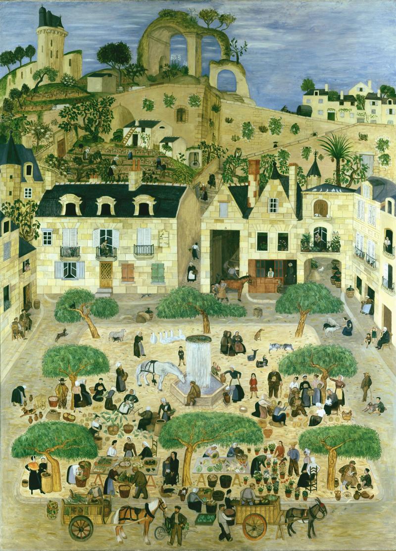 Torgbild, fransk småstad (Chinon)