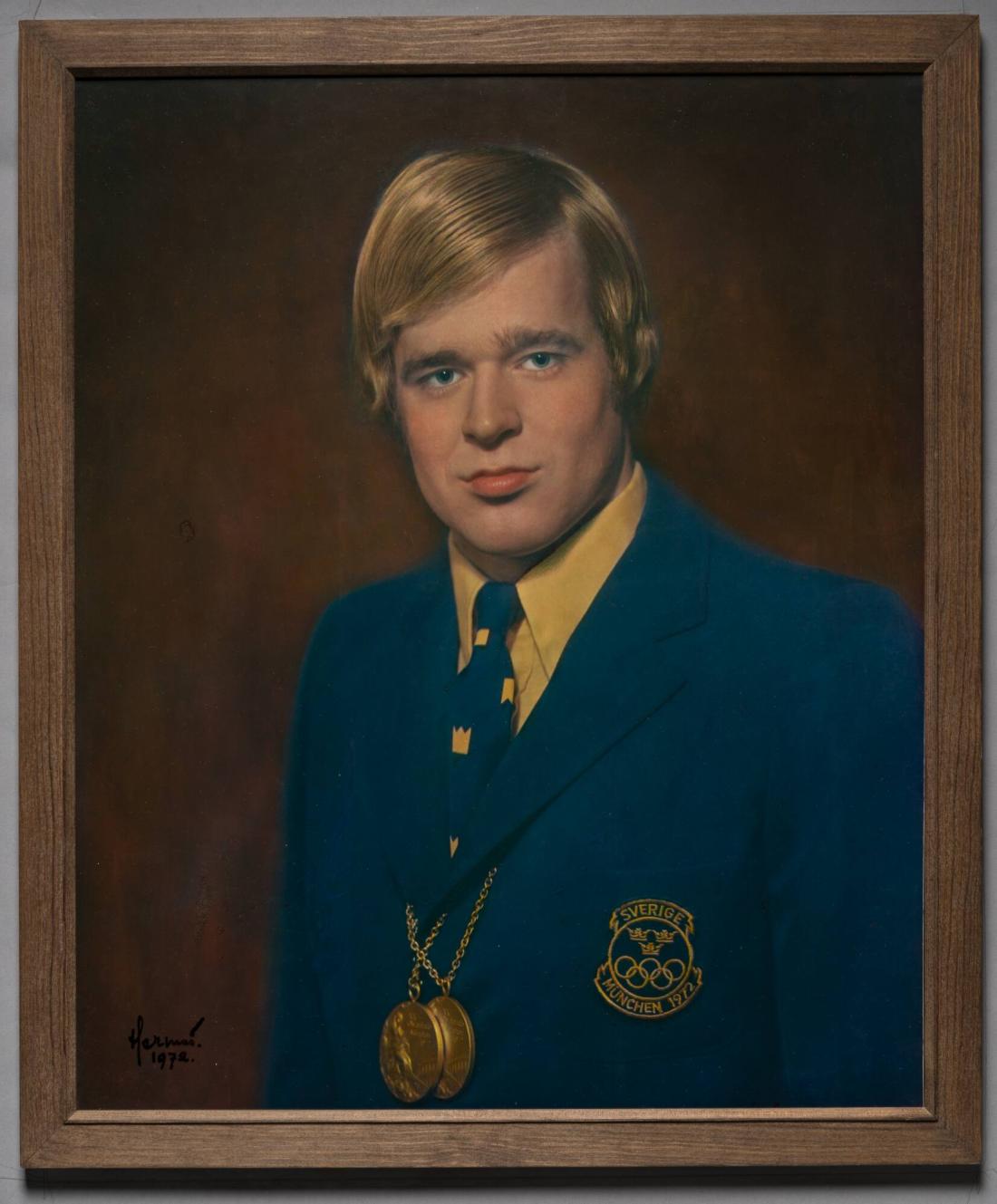 Olympiasimmaren Gunnar Larsson. Ur serien "Kända Svenskar"