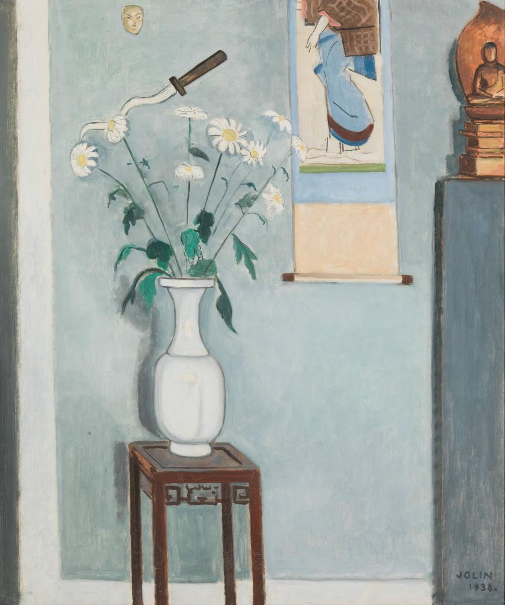 Nature morte med vita blommor