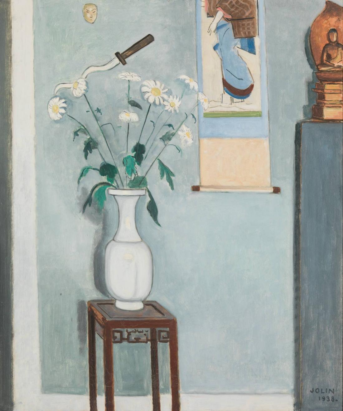 Nature morte med vita blommor