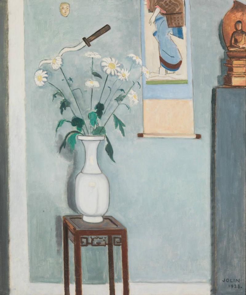 Nature morte med vita blommor