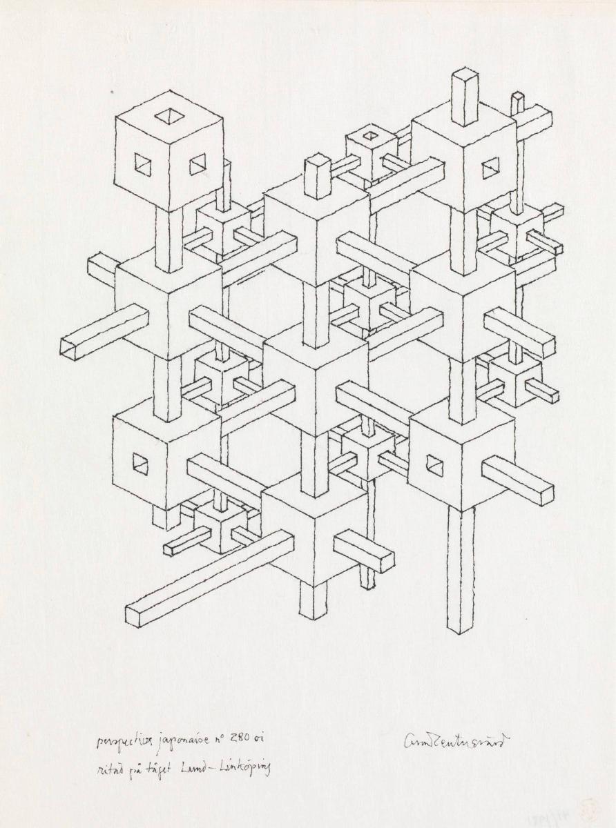 Perspective japonaise no. 208 oi. Ritad på tåget Lund-Linköping