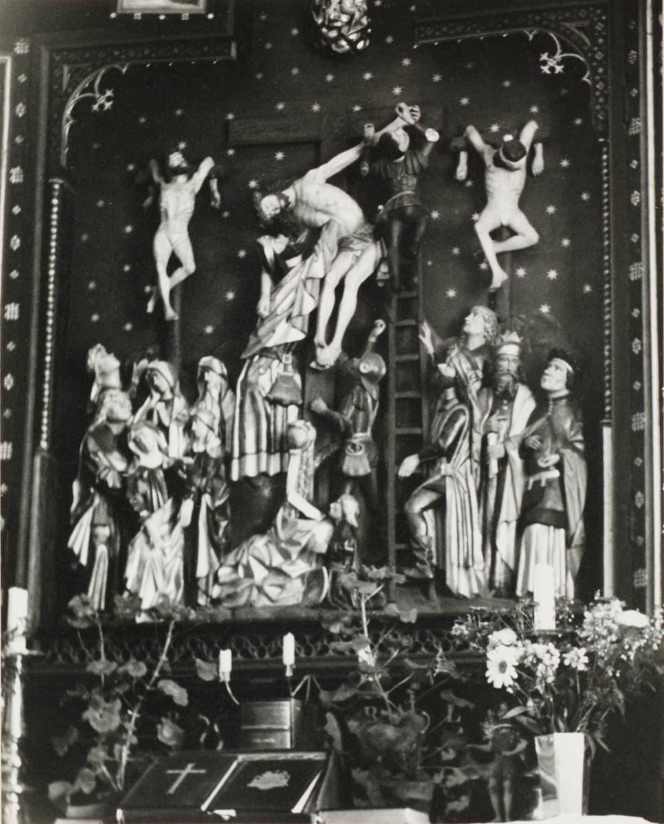 Altartavla i altarskåpet, Bosjöklosters slottskyrka, Skåne. Lördagen den 17 juli 1949