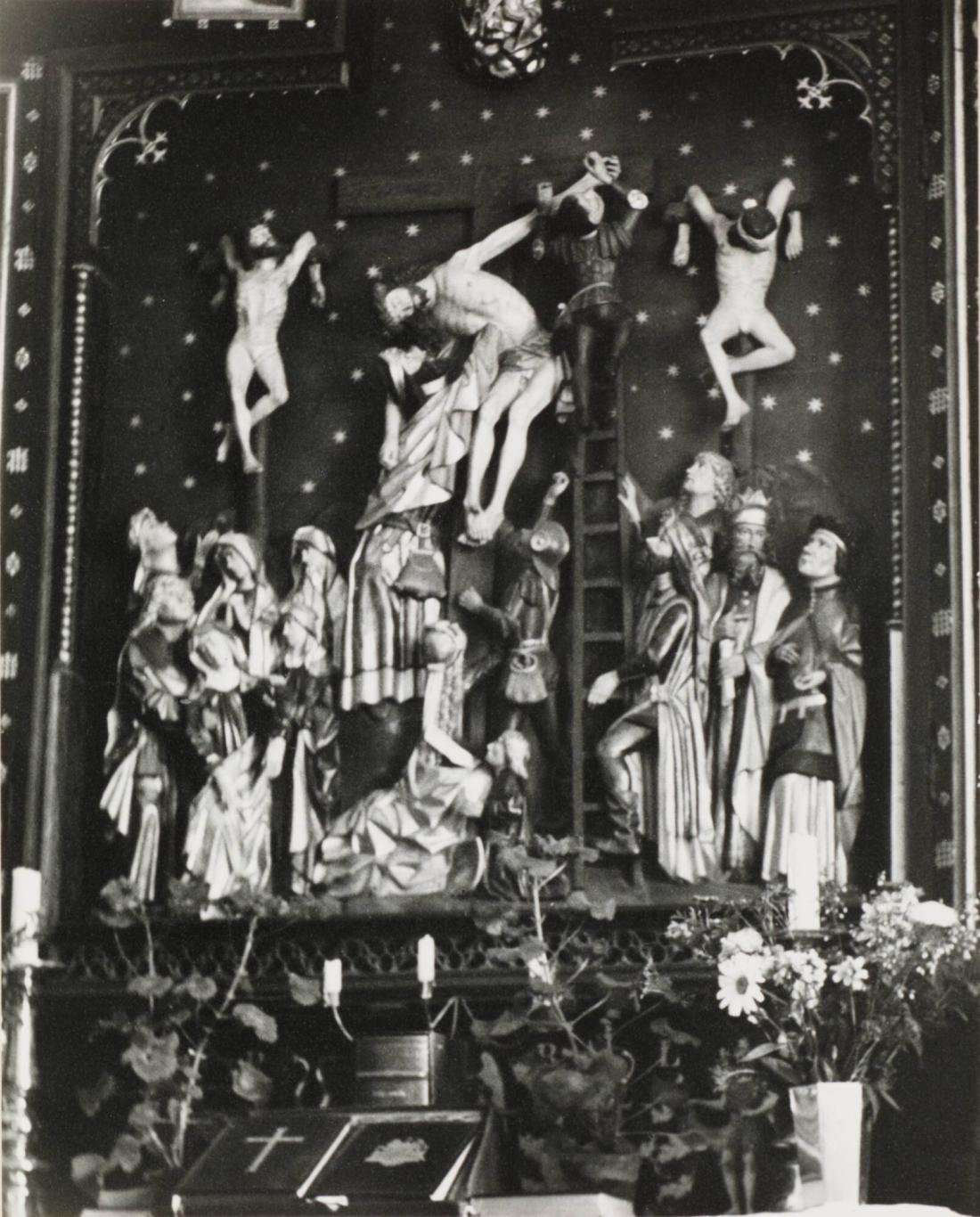 Altartavla i altarskåpet, Bosjöklosters slottskyrka, Skåne. Lördagen den 17 juli 1949