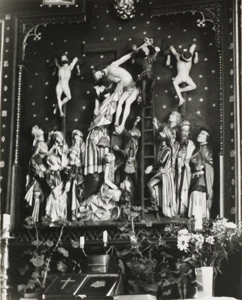 Altartavla i altarskåpet, Bosjöklosters slottskyrka, Skåne. Lördagen den 17 juli 1949