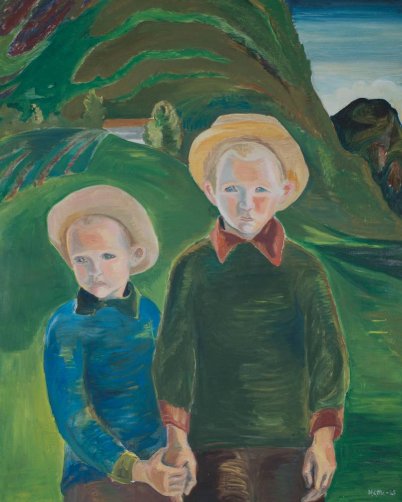 Två pojkar i ett landskap