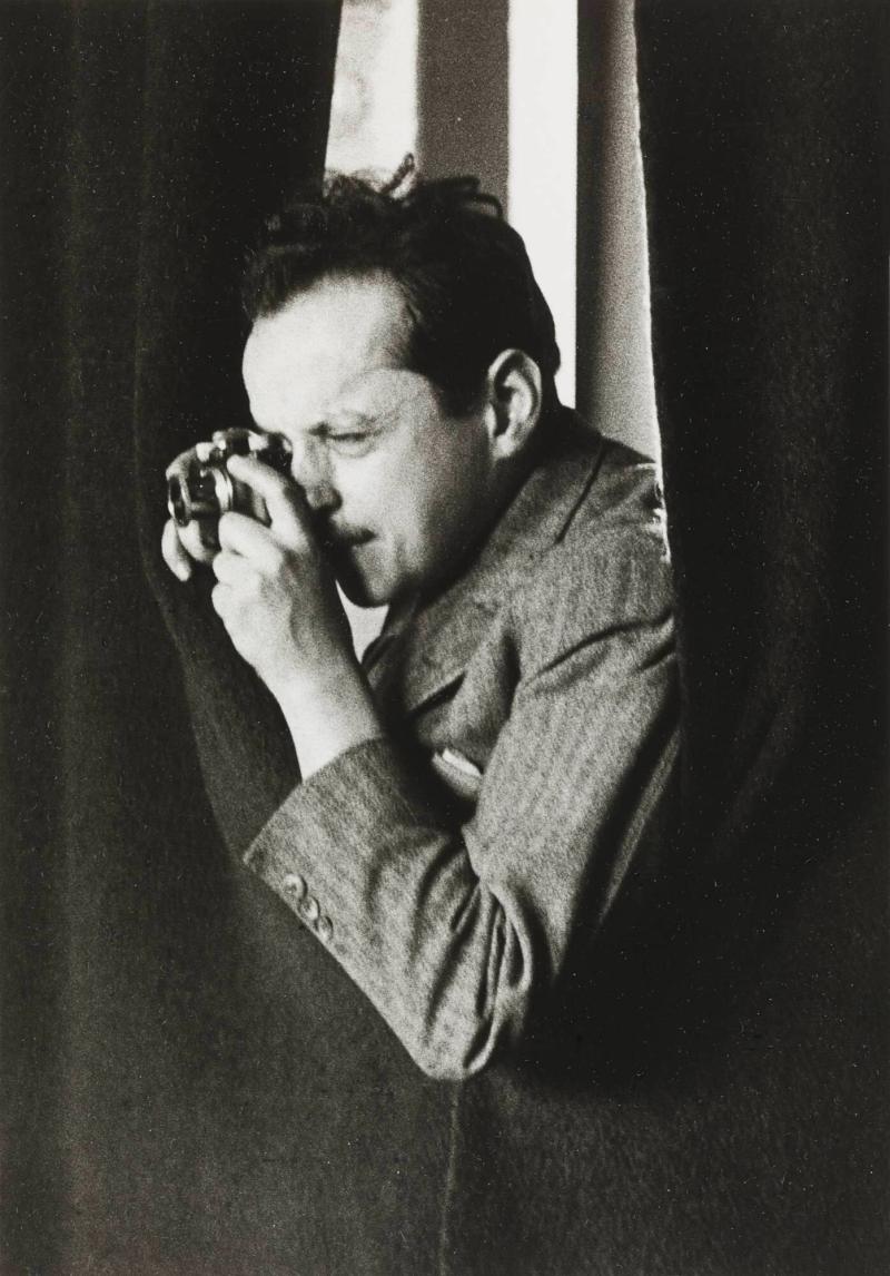 Photograph of Lucien Aigner (a self portrait) at the League of Nations, in Geneva during the early 1930's