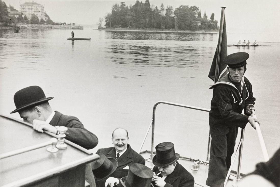 Pierre Etienne Flandin (left), French Primeminister and Pierre Laval French Foreign Minister arriving to the Stresa Conference with Mussolini on Isola Bella