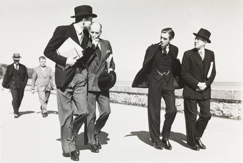 Anthony Eden. League of Nation delegate of Great Britain walks home with his staff to his hotel from a meeting along the Geneva lakeshore, (in the background to Secret Servicemen, one British, one Swiss)