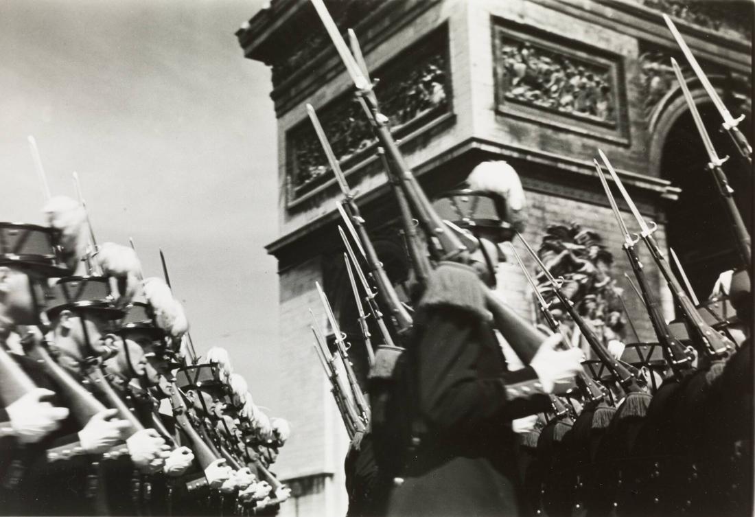 A detachment of the St. Cyr Military Academy at the election of the 100th anniversary of the Arc de Triumphe in Paris