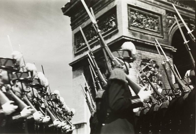 A detachment of the St. Cyr Military Academy at the election of the 100th anniversary of the Arc de Triumphe in Paris