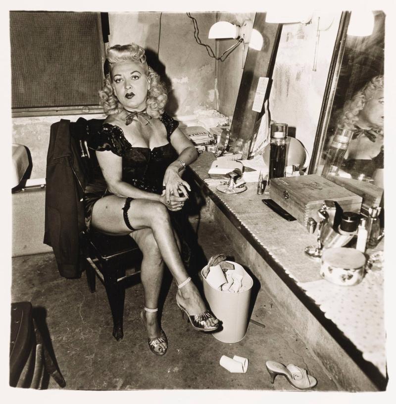 Burlesque comedienne in her dressingroom, Atlantic City, New Jersey