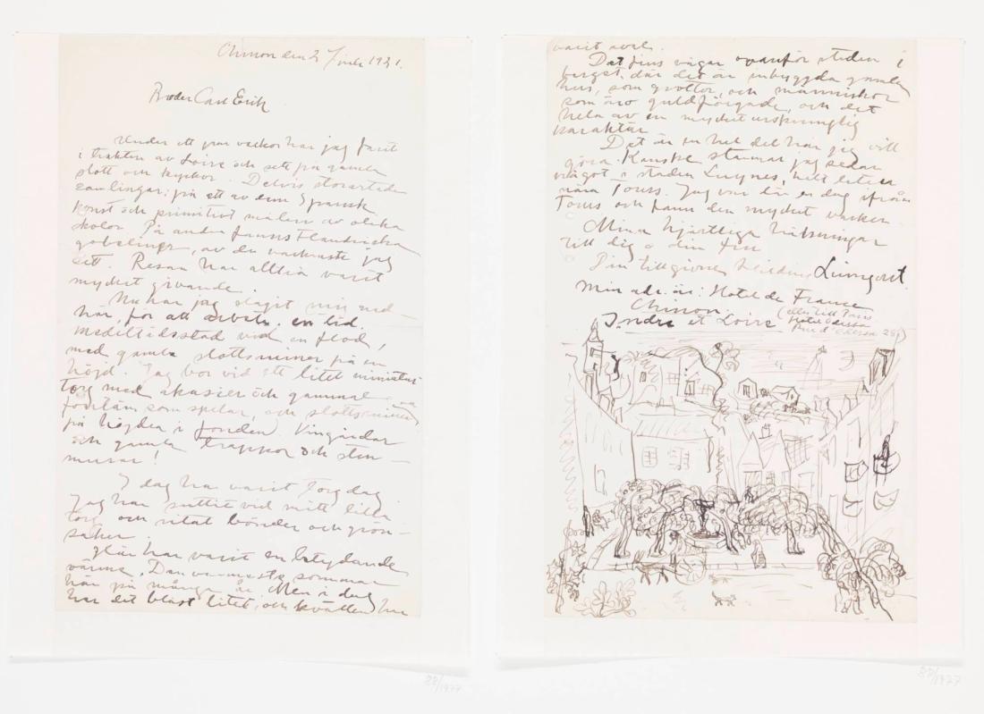 Brev från Chinon 27 juli 1921 ( två blad=brevpapper har samma nummer)