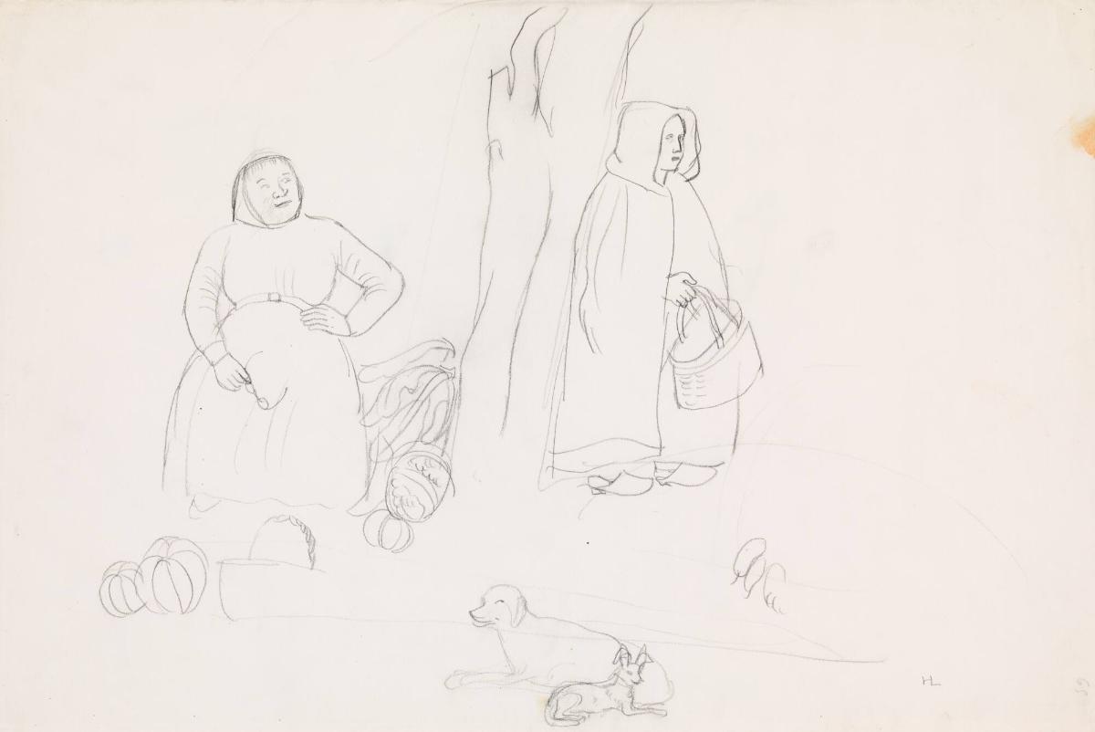 Torgbild (Studie till oljemålning 'Torgbild från småstad' inv.nr 2509)