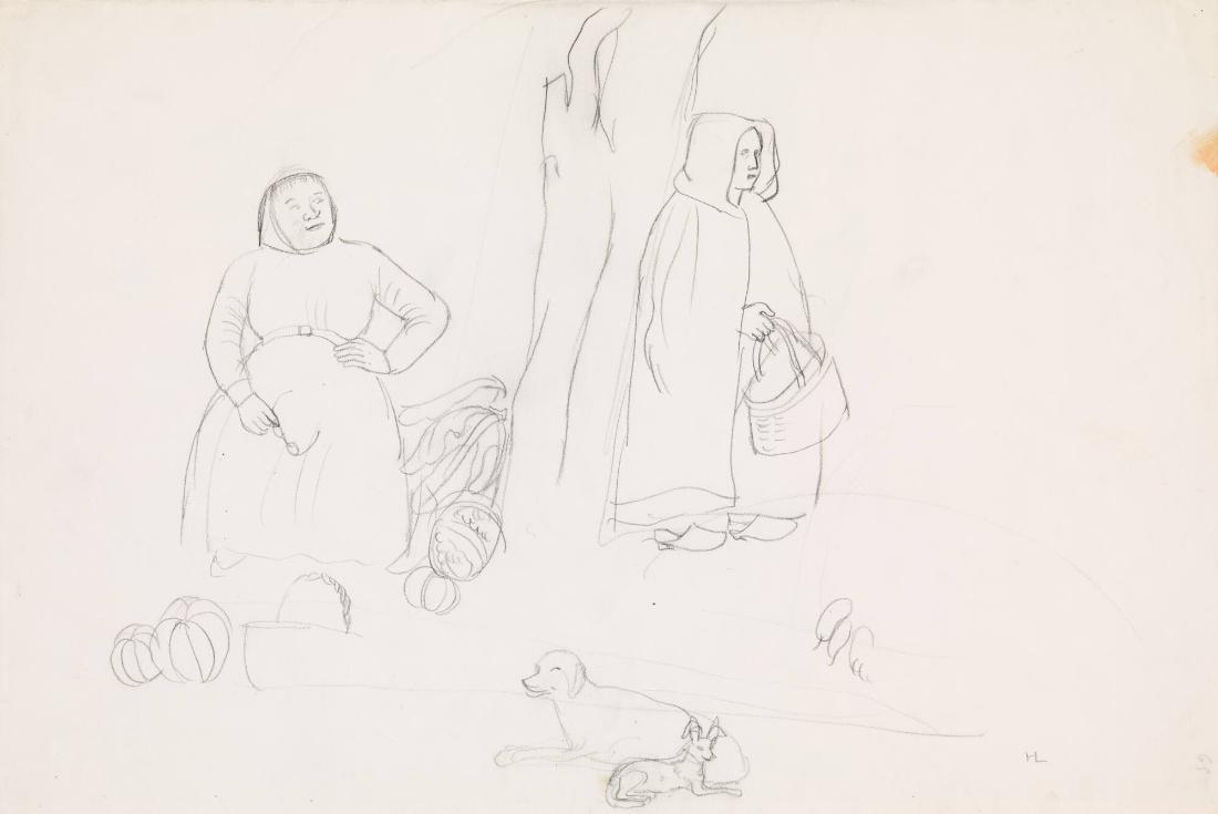 Torgbild (Studie till oljemålning 'Torgbild från småstad' inv.nr 2509)