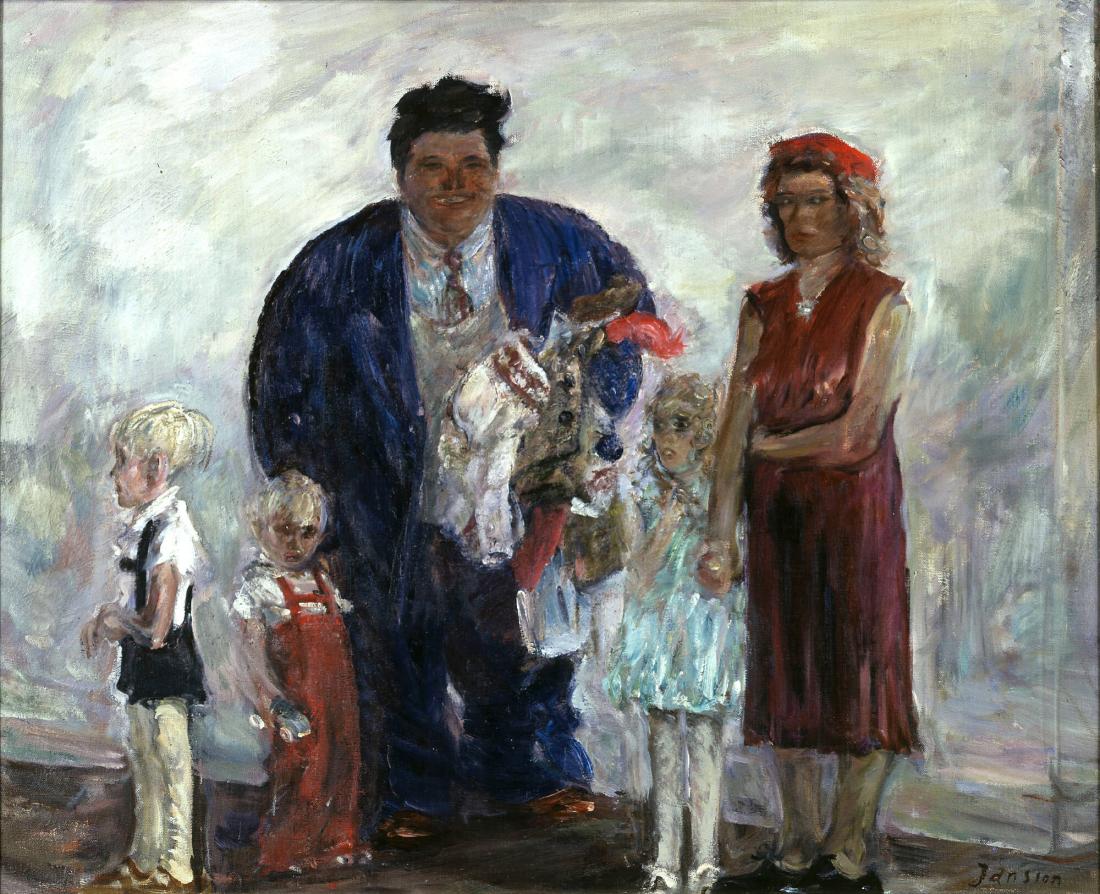 Söndagsklädd familj
