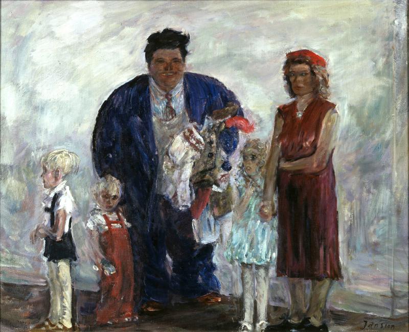 Söndagsklädd familj