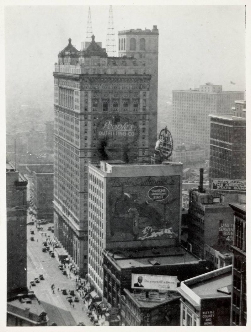The Book - Cadillac hotel in Detroit, Michigan. The tallest hotel in the world. 30 stories. The Detroit Free Press broadcasting station on top of building