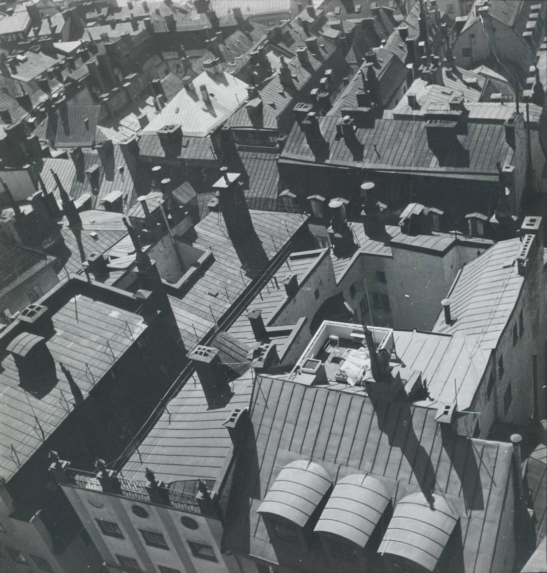 Hustak i Gamla stan fotograferade från Storkyrkans torn