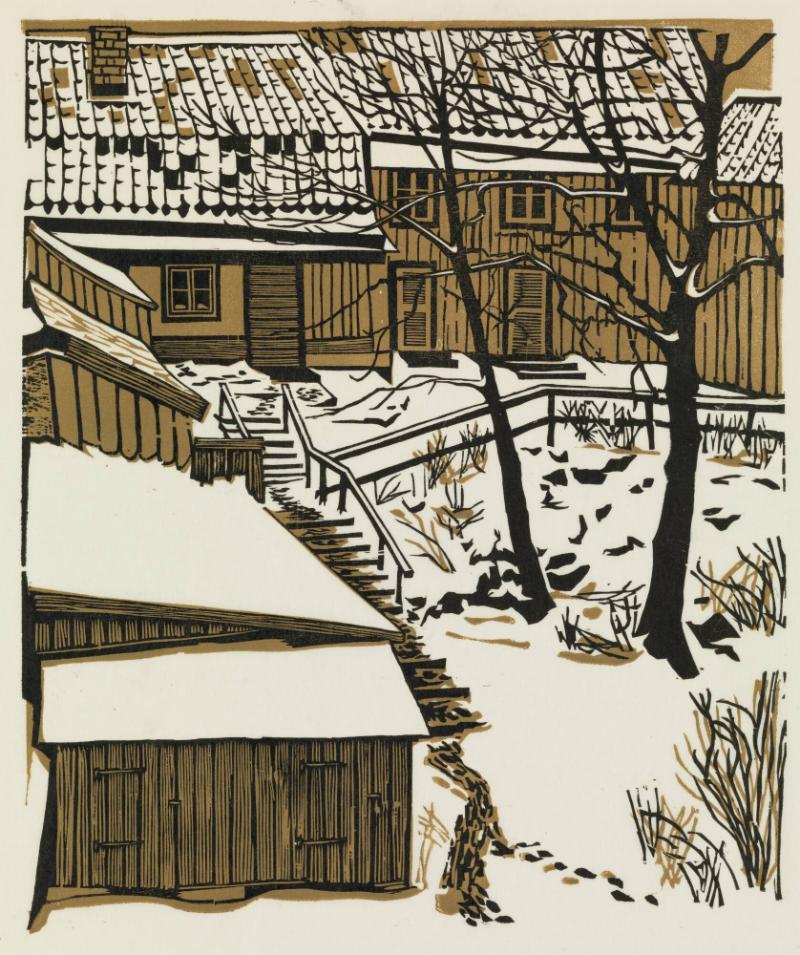 Snö på gården. (FiB 183)