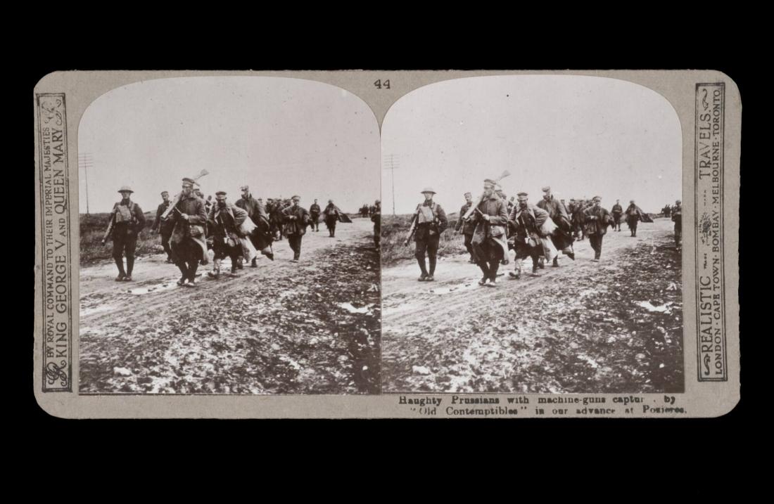 Haughty Prussians with machine-guns captured by "Old Contemptibles in our advanced at Pozieres. From the box The Great War