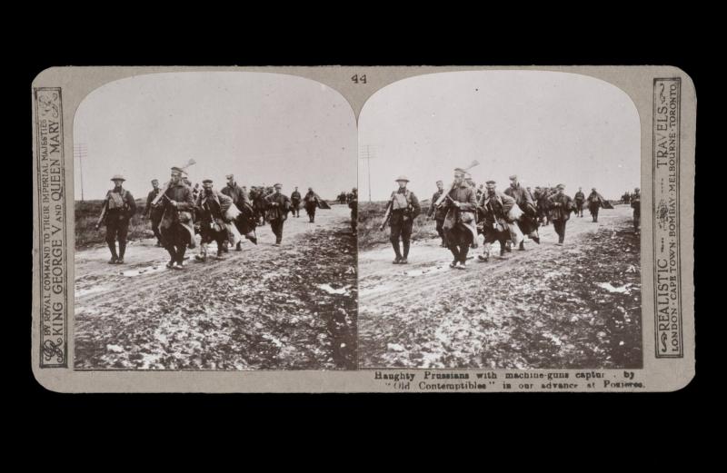 Haughty Prussians with machine-guns captured by "Old Contemptibles in our advanced at Pozieres. From the box The Great War
