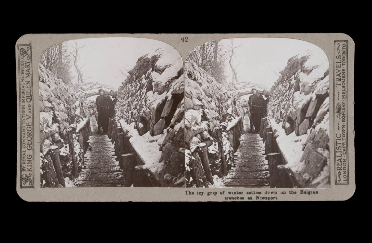 The icy grip of winter settles down on the Belgians trenches at Nieuport. From the box The Great War