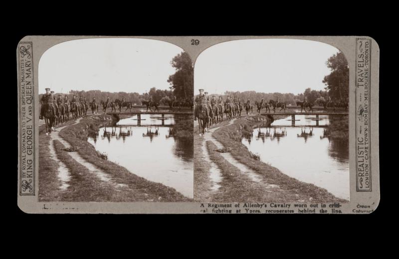 A Regiment of Allenby´s Cavalry worn out in critical fighting at Ypres recuperates behind the line. From the box The Great War