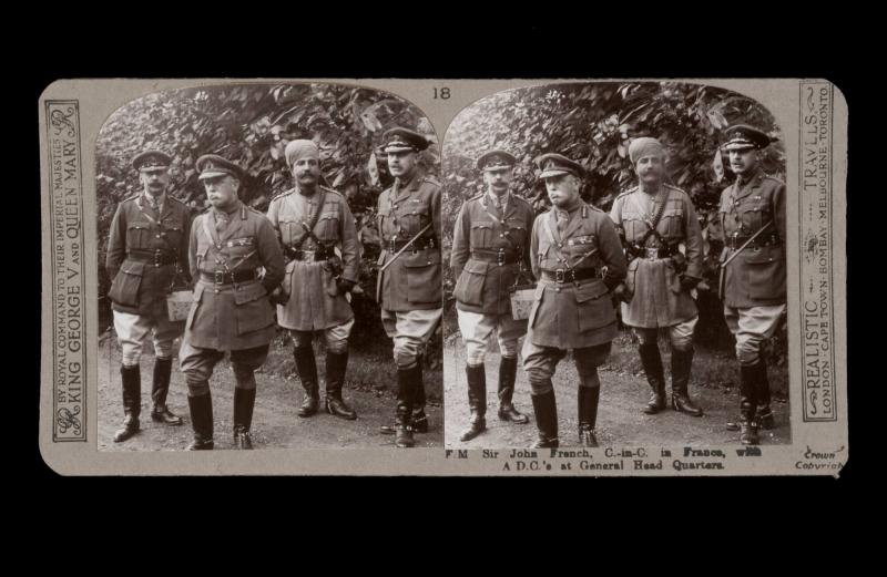 F.M. Sir John French, C.-in-C. in France, with A. D.C.´s at General Head Quarters. From the box The Great War