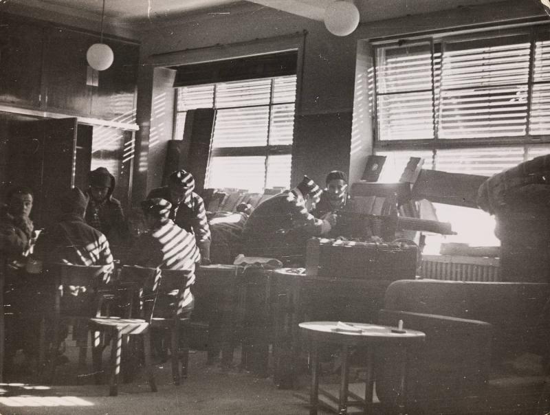 The Spanish Civil War, 1936. Members of the international brigade in service with machine guns at the university quarter in Madrid