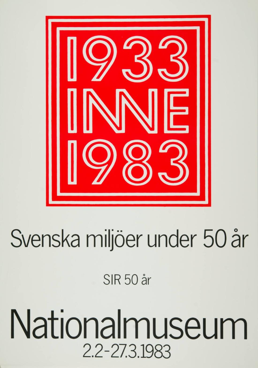 1933 Inne 1983. Svenska miljöer under 50 år. Nationalmuseum