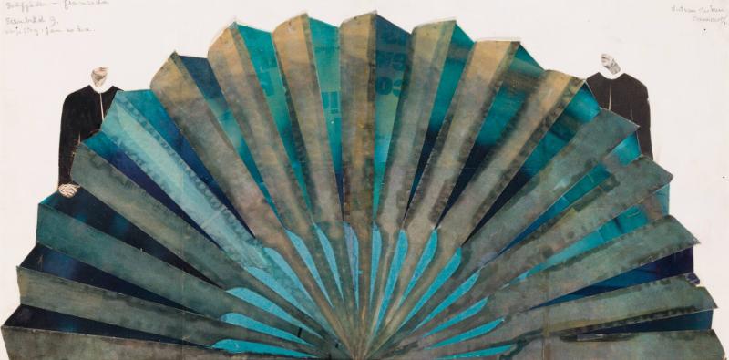 Scenbild 9. En vietnamesisk åra fälls ut till en solfjäder och bildar en kuliss. Viet Nam Diskurs