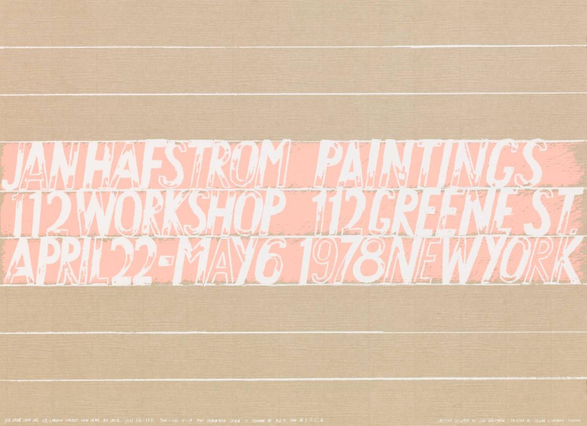 Jan Hafstrom Paintings. 112 Workshop, New York, 1978