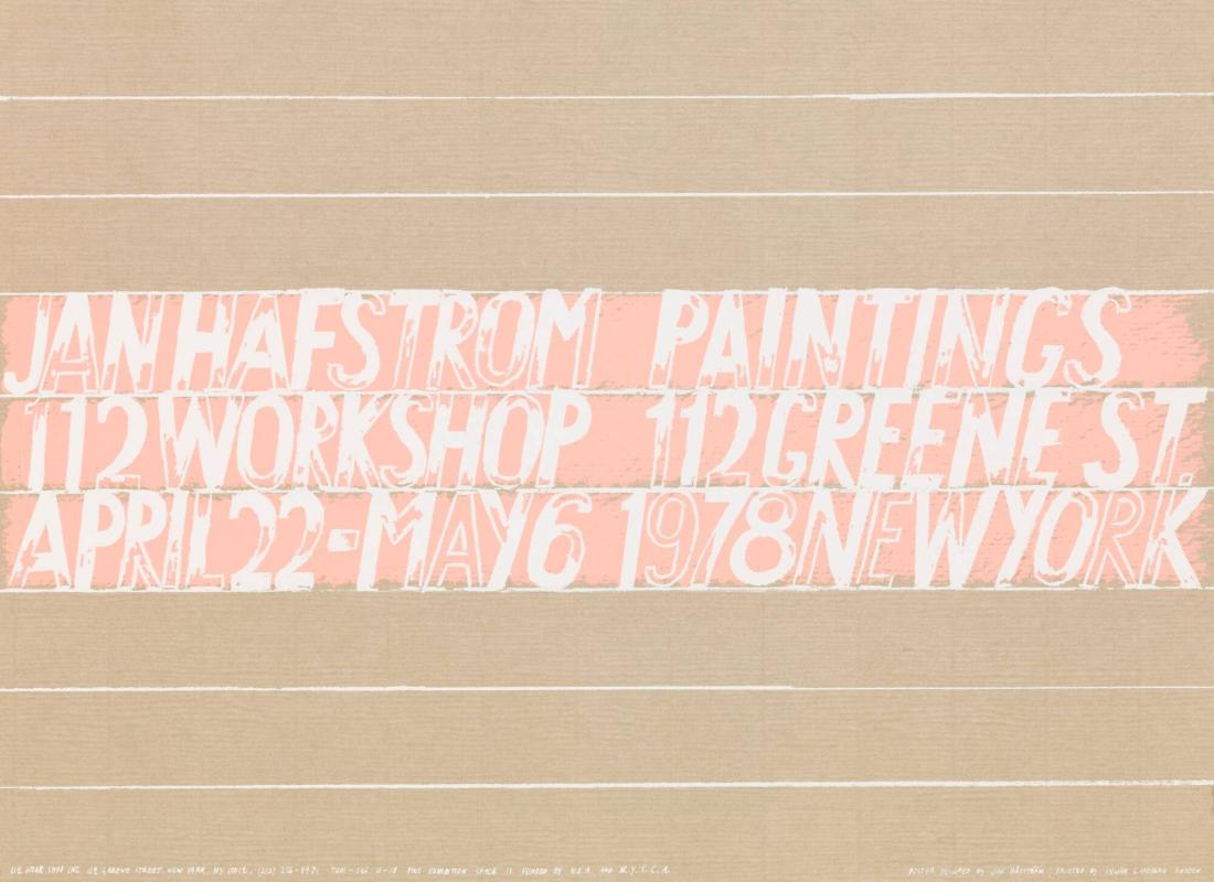 Jan Hafstrom Paintings. 112 Workshop, New York, 1978