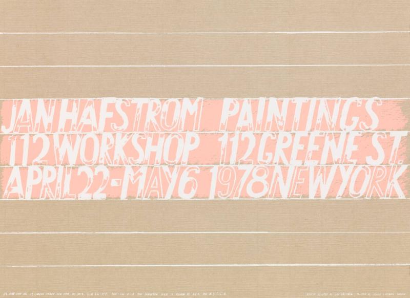 Jan Hafstrom Paintings. 112 Workshop, New York, 1978